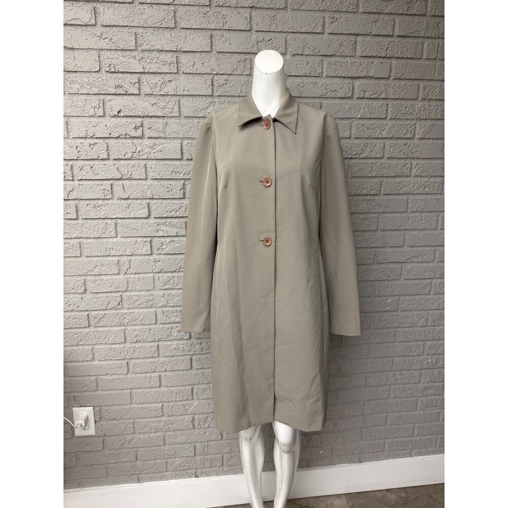 INC International Concepts Women Sage Green Long Coat Size M